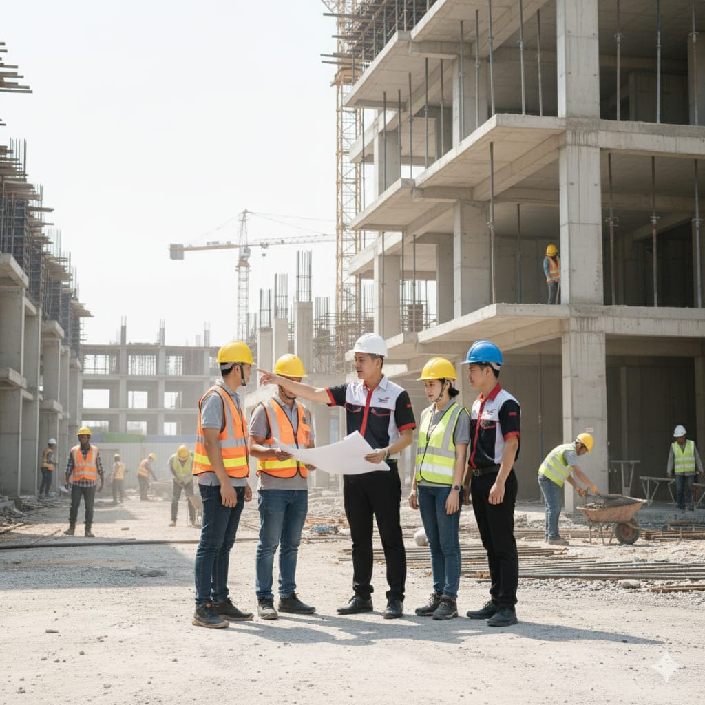 Tim profesional di lokasi proyek